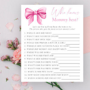 Papier Baby shower arc rose Qui connaît maman meilleur je