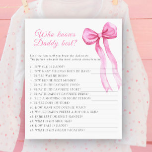 Papier Baby shower arc rose Qui connaît papa meilleur jeu
