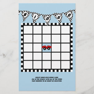 Papier Baby shower automobile course Bingo