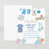 Papier Baby shower | Baby Boy Blue (Devant / Derrière)