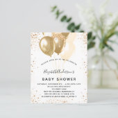 Papier Baby shower Ballons d'or blanc  invitation budgéta (Debout devant)