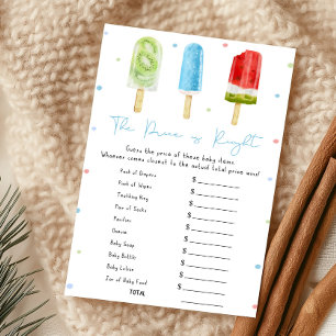 Papier Baby Shower Bâton de Glace Bleu Le Juste Prix Jeu