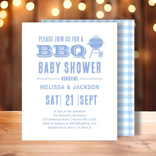 Papier Baby shower BBQ Bleu Invitation budgétaire