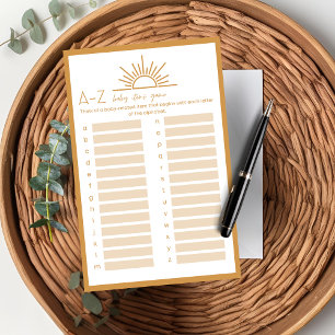 Papier Baby shower bébé A-Z jeu Sunshine Boho