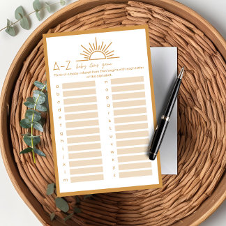 Papier Baby shower bébé A-Z jeu Sunshine Boho