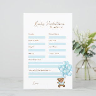 Papier Baby shower Bébé Bleu Ours Prédictions et conseils
