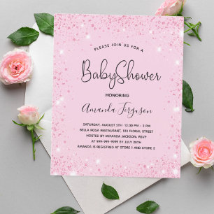 Papier Baby shower bébé fille rose vif invitation budget