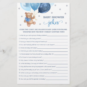 Papier Baby shower Bébé plaisanteries Jeu Teddy Bear Bleu