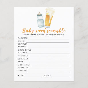 Papier Baby shower bière - Mots mêlés bébé