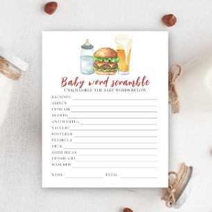 Papier Baby Shower Bière - Mots mêlés pour bébé