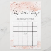 Papier Baby shower bingo aquarelle rose or rose (Devant)