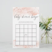 Papier Baby shower bingo aquarelle rose or rose (Debout devant)