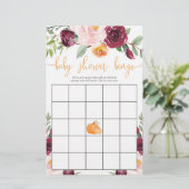Papier Baby shower bingo baby shower d'automne citrouille (Debout devant)