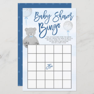 Papier Baby shower Bingo Bingo Bingo Bingo Blog Bleu Gris