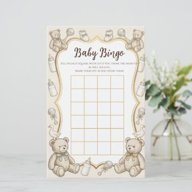 Papier Baby Shower Bingo Game (Debout devant)