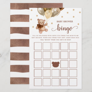 Papier Baby shower Bingo Jeu Cadeaux Bingo Teddy Bear