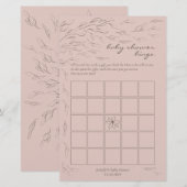 Papier Baby shower Bingo Jeu Fleur rose (Devant / Derrière)