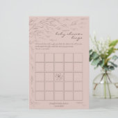 Papier Baby shower Bingo Jeu Fleur rose (Debout devant)