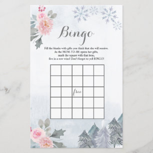Papier Baby shower Bingo Jeu Snowflakes hiver Floral