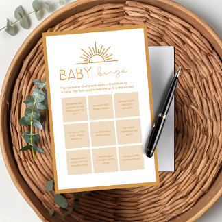 Papier Baby shower Bingo Jeu Sunshine Boho