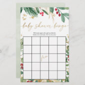 Papier Baby shower bingo Noël vacances verdure or (Devant / Derrière)