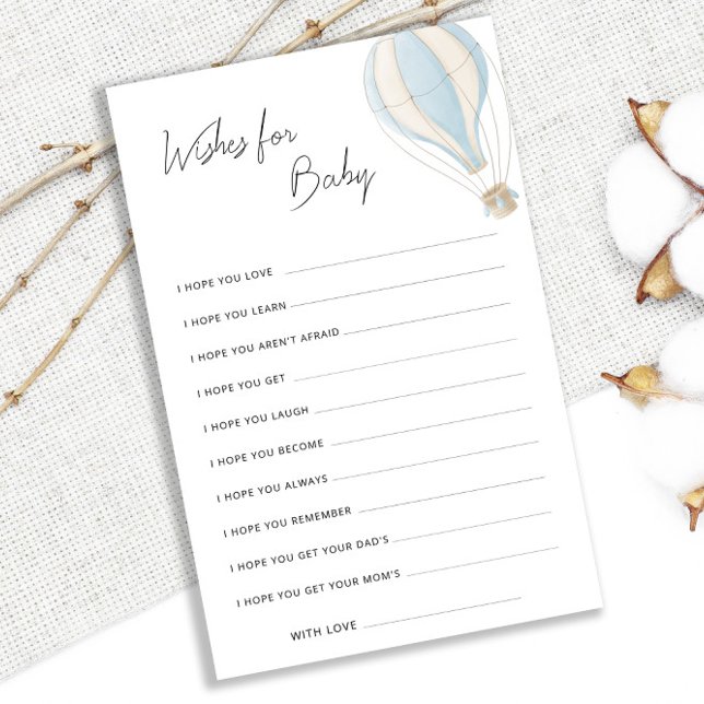 Papier Baby shower Bleu À Ballons À Air Chaud Voeux Pour  (Créateur téléchargé)