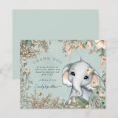 Papier Baby shower bleu à éléphant budget Merci (Devant / Derrière)