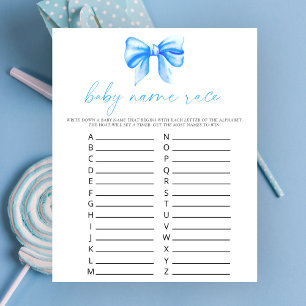 Papier Baby shower bleu arc - Baby name race jeu