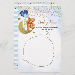 Papier Baby shower bleu bébé visage