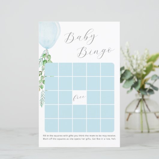 Papier Baby shower bleu Bingo Jeu (Debout devant)