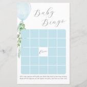 Papier Baby shower bleu Bingo Jeu (Devant)