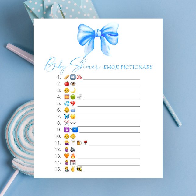 Papier baby shower bleu émoticônes jeu pictural (Créateur téléchargé)