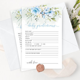 Papier Baby shower bleu Eucalyptus prédictions pour bébé