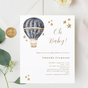 Papier Baby shower bleu garçon étoiles montgolfière