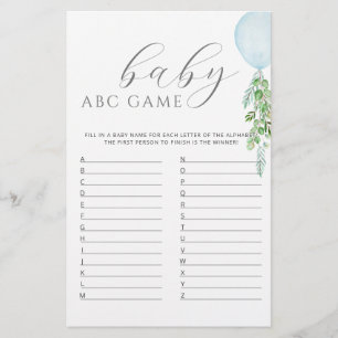 Papier Baby shower Bleu Jeu ABC