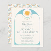 Papier Baby shower bleu lune étoile céleste à budget mou (Devant / Derrière)