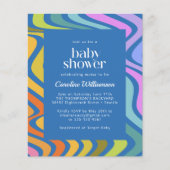 Papier Baby shower bleu Super rétro Abstrait (Devant)