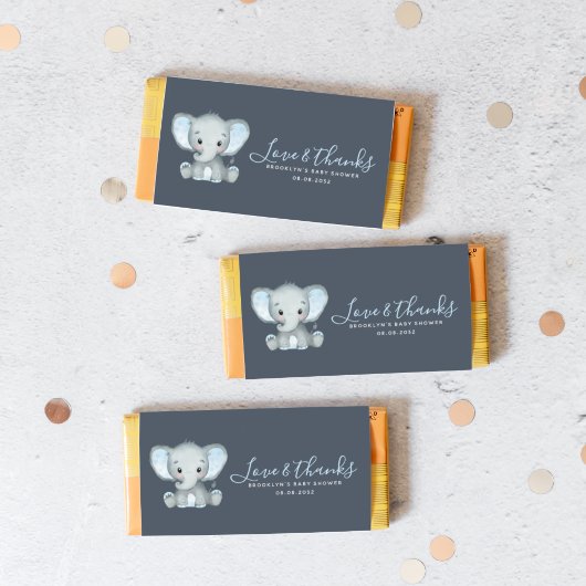Papier Baby shower Blue Elephant Candy Bar Wrapper