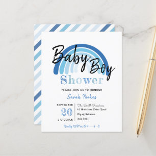 Papier Baby shower Blue Rainbow Boy Budget Invitation