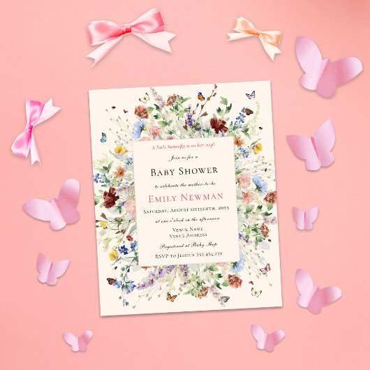 Papier Baby shower Boho Butterflies & Floral Budget