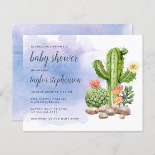 Papier Baby shower Boho Watercolor Cactus