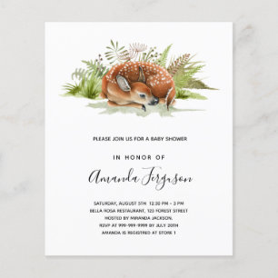Papier Baby shower bois cerf de forêt invitation budgétai