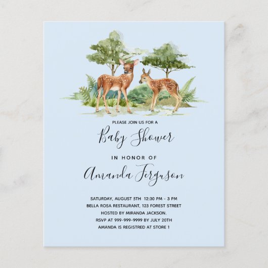 Papier Baby shower bois forêt animaux garçon invitation (Devant)