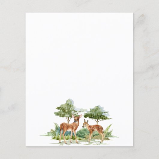 Papier Baby shower bois forêt forêt animal cerf invitatio (Dos)