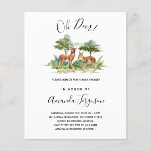 Papier Baby shower bois forêt forêt animal cerf invitatio