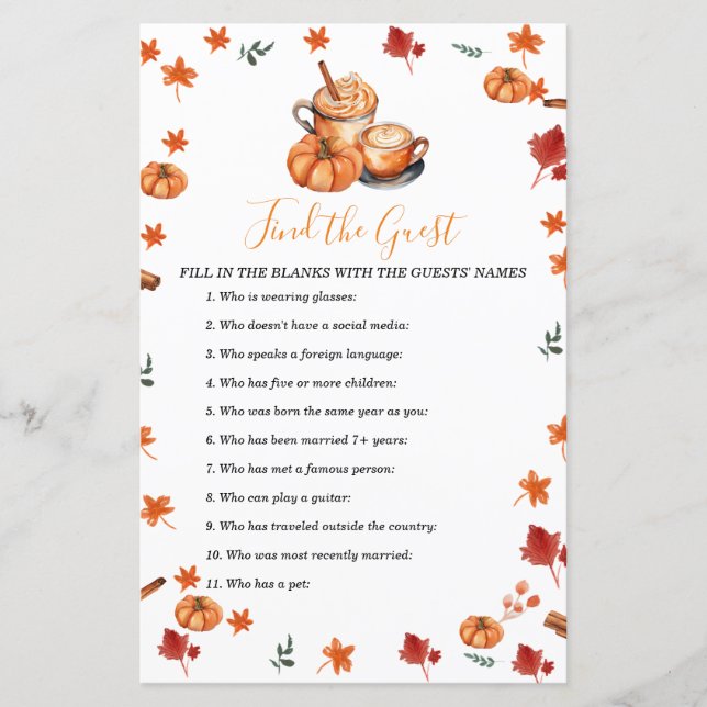 Papier Baby shower Brassage Citrouille Épice Trouver L'In (Devant)