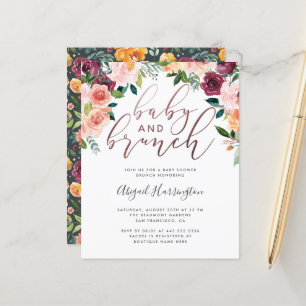 Papier Baby Shower Brunch Fleur Rose Gold pas Cher