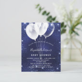 Papier Baby shower budget bleu marine invitation ballon b (Debout devant)