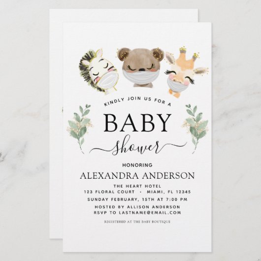 Papier Baby shower Budget Bois Eucalyptus Vert (Devant / Derrière)
