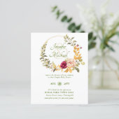 Papier BABY SHOWER BUDGET Bourgogne Floral Wreath Invitat (Debout devant)